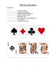 English Worksheet: Playing card games