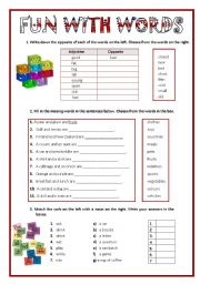 English Worksheet: Fun with words