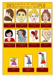 English Worksheet: DESCRIBING PEOPLE  2 pages (PICTURE DICTIONARY)