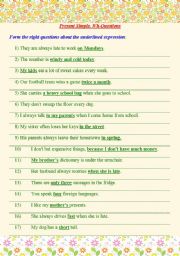 English Worksheet: Present Simple. Wh-Questions.