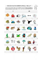 English Worksheet: Indefinite article