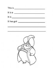English Worksheet: Sultan from Aladdin description - describe a character / cartoon 
