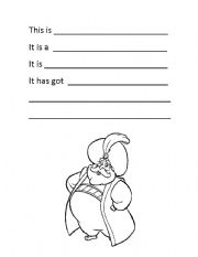 English worksheet: Sultan from Aladdin description - describe a character / cartoon 