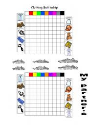 English Worksheet: Clothing Battleship