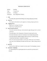 English Worksheet: speaking lesson plan, country road