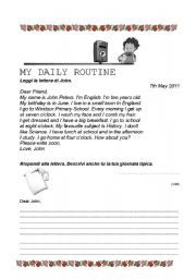 English Worksheet: MY DAILY ROUTINE