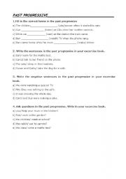 English Worksheet: The past progressive