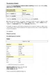 English Worksheet: Adverbs in English