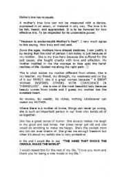 English Worksheet: Love for Mother