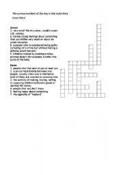 English Worksheet: The Curious Incident of the Dog in the Night-Time, Crossword to compelete a summary (chapters 59-83)