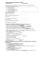 English Worksheet: AN EXAMPLE OF EXAM