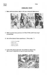 English worksheet: Test (present perfect/preterite)