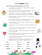 English Worksheet: Which month is it? 