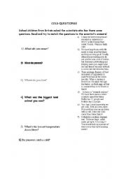 English worksheet: cold questions