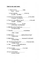 English Worksheet: count& non count nouns
