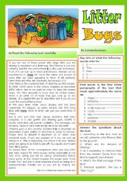 English Worksheet: Litter Bugs