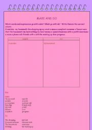 English worksheet: make & do