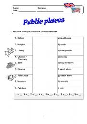 English worksheet: public places, shops and products