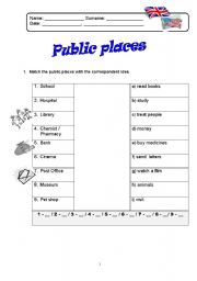 English Worksheet: public places, shops and products