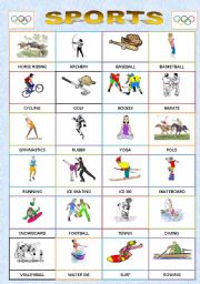 English Worksheet: SPORTS PICTIONARY