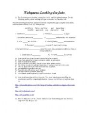 English Worksheet: webquest - looking for jobs