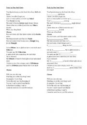 English Worksheet: TRAIN HEY SOUL SISTER