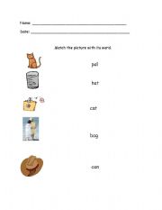 English Worksheet: cvc with short a 