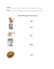 English worksheet: cvc with short a 