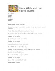 English Worksheet: snow white and the seven dwarfs