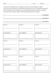 English worksheet: past tense activity for New Horizon