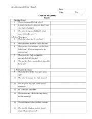 English Worksheet: Lean on Me Movie Worksheet