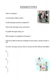 English Worksheet: Stereotypes