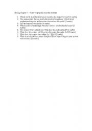 English Worksheet: Skellig Chapter 7