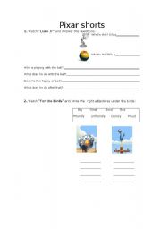 English Worksheet: Pixar shorts DVD activity