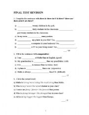 English worksheet: final test revision