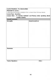 English Worksheet: Speaking Lesson Plan