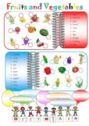 English Worksheet: fruits and vegetables