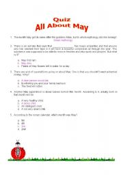 English Worksheet: Quiz-All about May