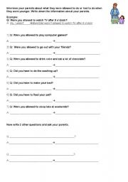English worksheet: Interview with modal auxiliaries in the past tense