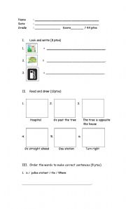 English worksheet: PLACES AND DIRECTIONS