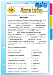 English Worksheet: SUMMER HOLIDAYS