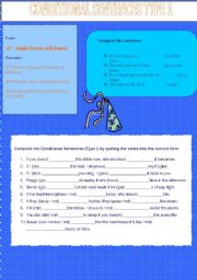 English Worksheet: CONDITIONAL SENTENCES TYPE 1