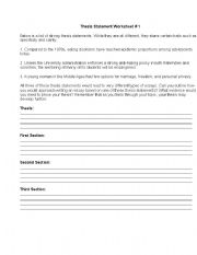 English Worksheet: Thesis to Outline