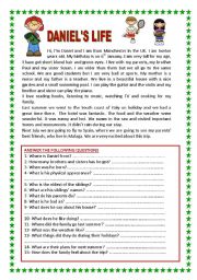 English Worksheet: READING FOR BEGINNERS WITH LOTS OF QUESTIONS AND GRAMMAR EXERCISES (2 PAGES) YOLANDA