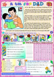 A TIE FOR DAD! (Reading comprehension activities + word search + poem)