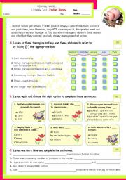 English Worksheet: What do teenagers do with their (pocket)money?   -   Listening Comprehension