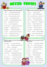 English Worksheet: MIXED TENSES