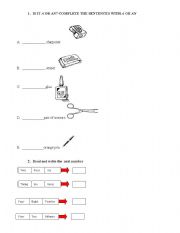 English Worksheet: school objects