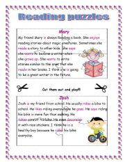 English Worksheet: Puzzle readings