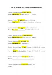English Worksheet: How to answer word answer